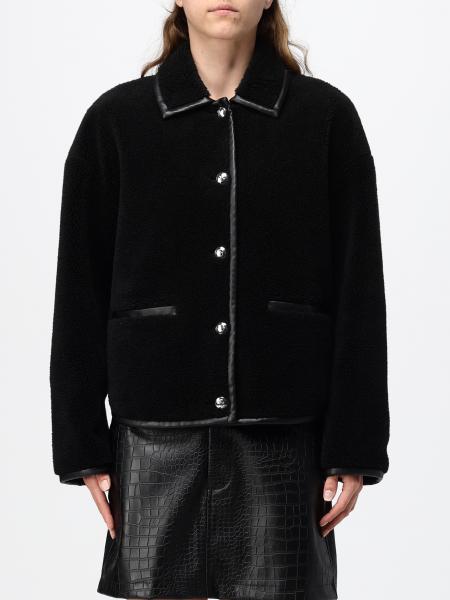 Anine Bing Short Shirt-Style Fleece Jacket with Slit Pockets