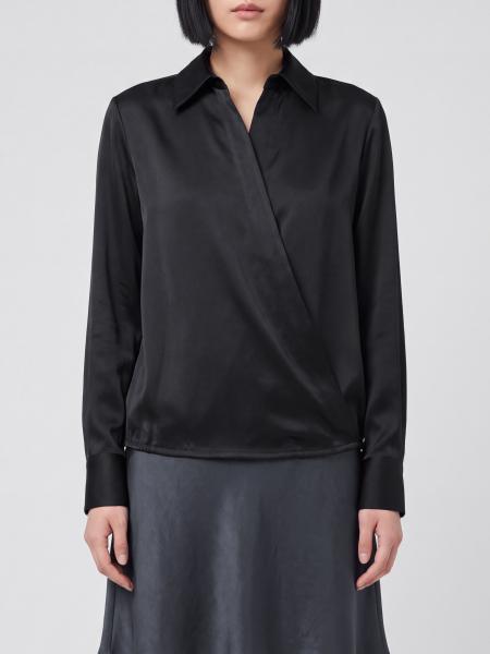 Camicia Semicouture in raso con colletto classico, chiusura decentrata e fondo elasticizzato
