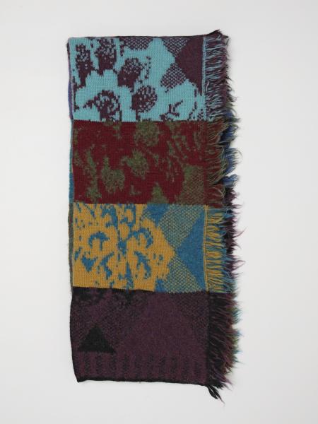 Dries Van Noten Wool and Alpaca Blend Scarf with Patchwork Design and Fringed Hem