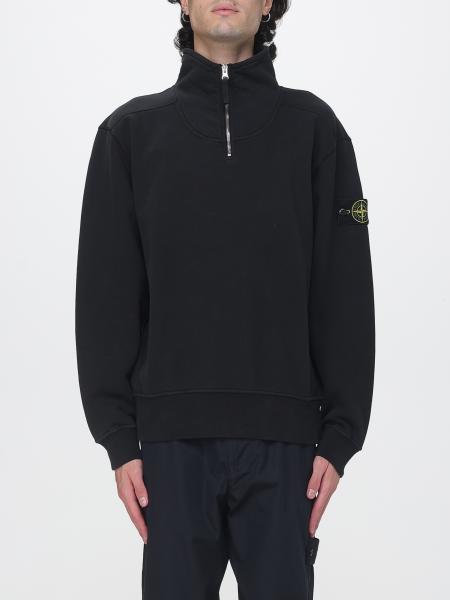 STONE ISLAND ハーフジップ コットン ファンネルネック スウェットシャツ コンパスロゴパッチ付き