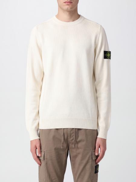 Cotton Crewneck Jumper Stone Island with Ribbed Trims and Logo Patch
