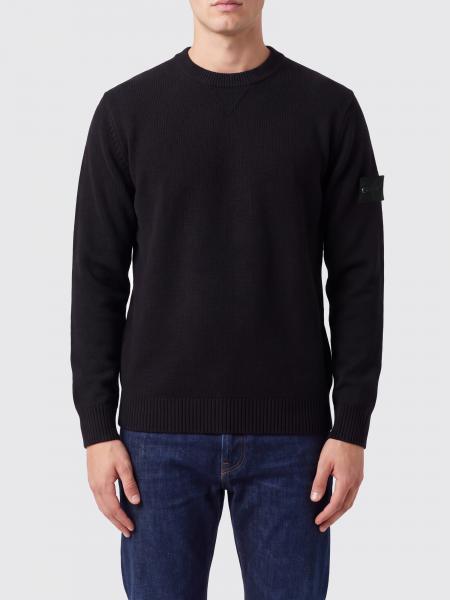 Stone Island Cotton Blend Crewneck Jumper with Compass Logo Patch