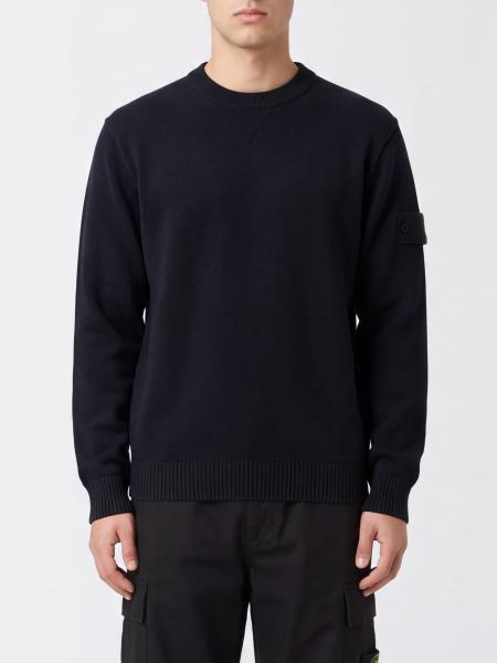 Stone Island Cotton Blend Crewneck Jumper with Compass Logo Patch