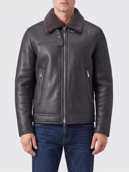 Lambskin Leather Jacket Dondup with Fur Collar and Zip Closure