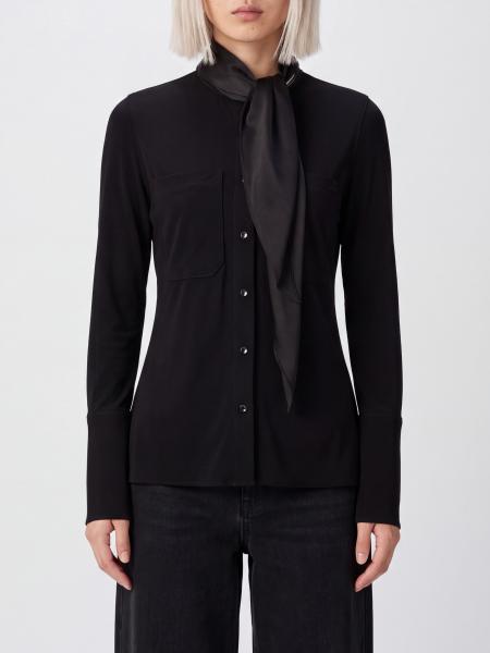Courrèges Pussy-Bow Crêpe Shirt with Concealed Placket
