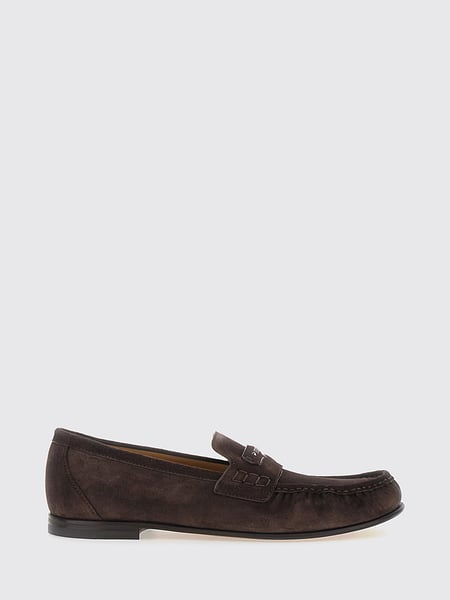 Suede Penny Loafers Fendi with Metal Lettering Logo