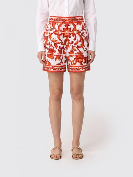 Cotton Shorts Dolce & Gabbana with Majolica Print and High Waist