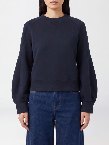 Felpa girocollo Sacai in misto cotone con maniche lunghe e polsi elasticizzati