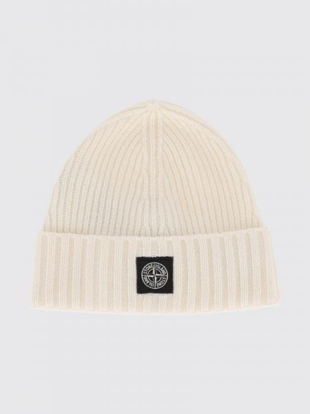 Boy's Ribbed Virgin Wool Beanie Stone Island Junior with Compass Logo