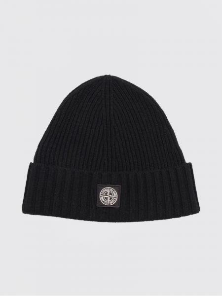 Boy's Ribbed Virgin Wool Beanie Stone Island Junior with Compass Logo