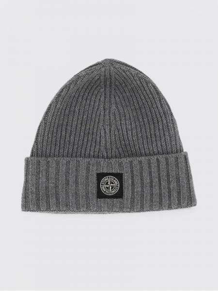 Boy's Ribbed Virgin Wool Beanie Stone Island Junior with Compass Logo