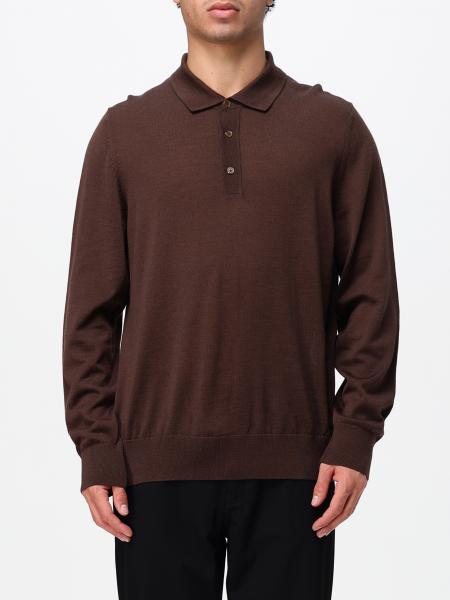 Long-Sleeved Knit Polo Shirt BOSS in Pure Virgin Wool