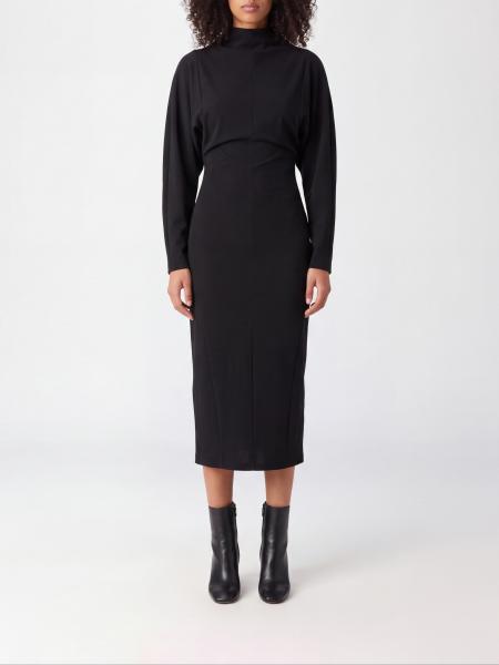 Giorgio Armani High-Neck Draped Silk-Blend Sheath Midi Dress