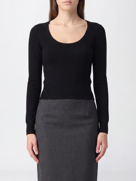 Moschino Couture Slim Fit Pullover aus Viskosemischung mit U-Ausschnitt und Rippbündchen