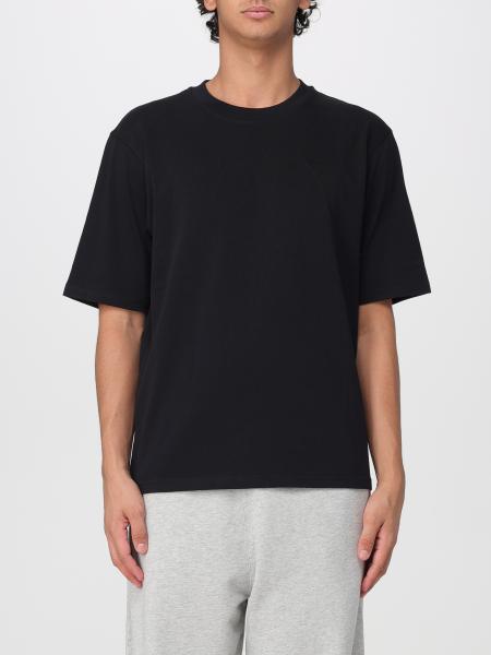 Ami Paris Short-Sleeved Cotton T-Shirt with Front Logo Print