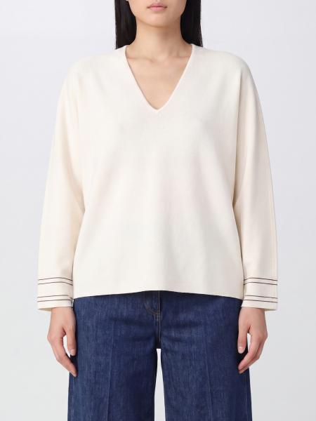 Pull ample Max Mara à col V en mélange de laine avec épaules tombantes