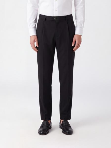 Tailored Straight-Leg Trousers Incotex in Wool Blend with Front Pleats
