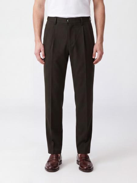 Tailored Straight-Leg Trousers Incotex in Wool Blend with Front Pleats
