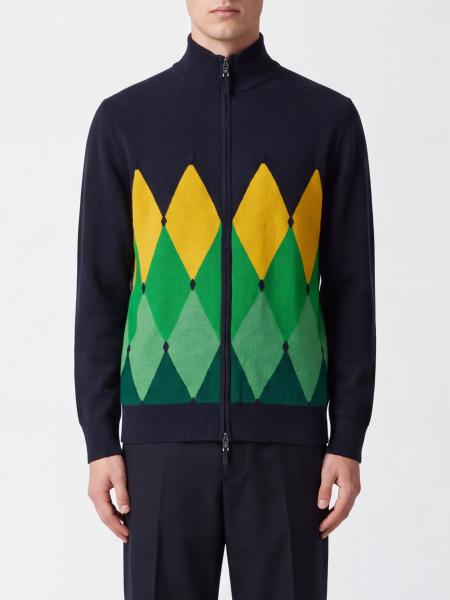 Ballantyne Argyle Pattern 100% Cashmere Zip Cardigan