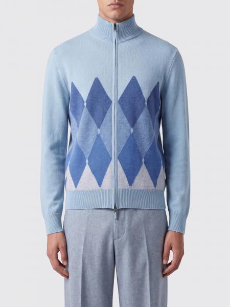 Ballantyne Argyle Pattern 100% Cashmere Zip Cardigan