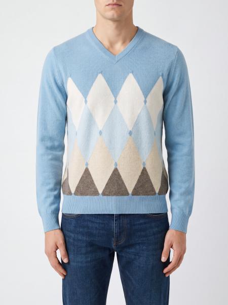 Ballantyne Argyle-Muster 100% Kaschmir-Pullover mit Rundhalsausschnitt