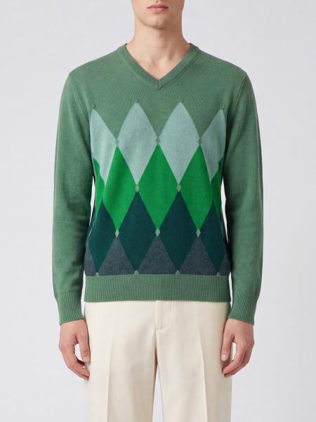 Ballantyne Argyle Pattern 100% Cashmere Crewneck Sweater