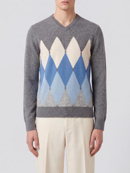Ballantyne Argyle Pattern 100% Cashmere Crewneck Sweater