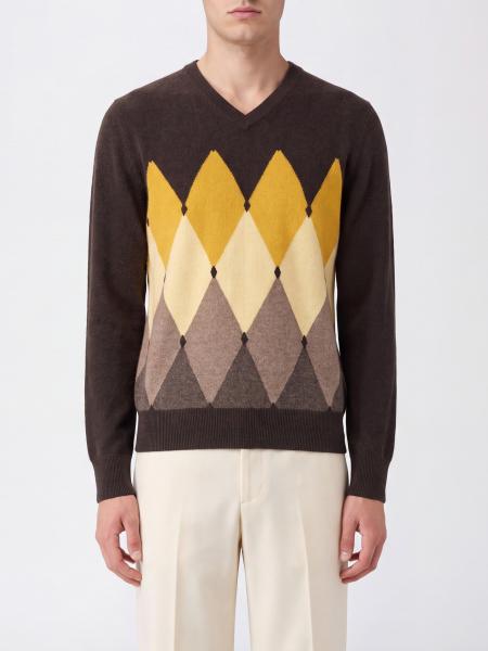 Ballantyne Argyle Pattern 100% Cashmere Crewneck Sweater
