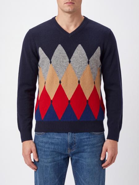 Ballantyne Argyle Pattern 100% Cashmere Crewneck Jumper