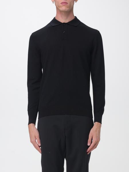 Diana Studio Long-Sleeved Knit Cotton Polo with Ribbed Collar