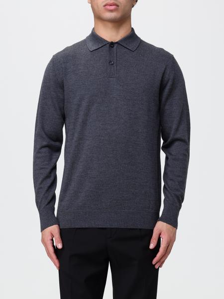 Diana Studio Long-Sleeved Knit Cotton Polo with Ribbed Collar