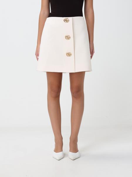 Gucci High-Waisted Wool Mini Pencil Skirt with Logo Buttons