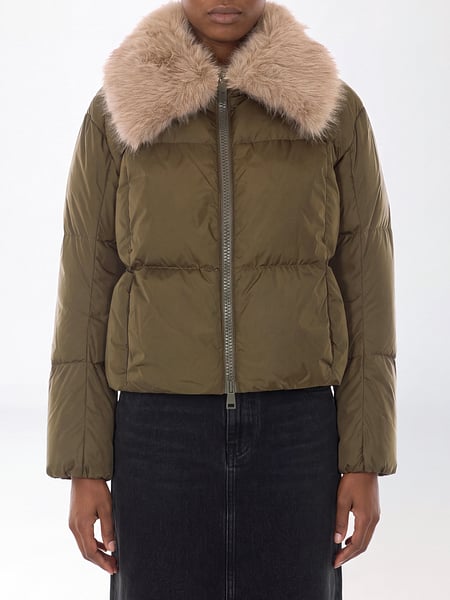 Herno Short Quilted Nylon Down Jacket with Fur Collar