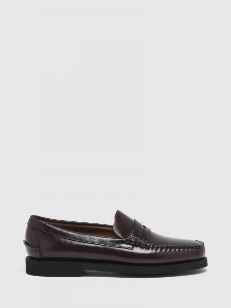 Brushed Leather Penny Loafers Sebago with Saddle Strap and Raised Apron Toe