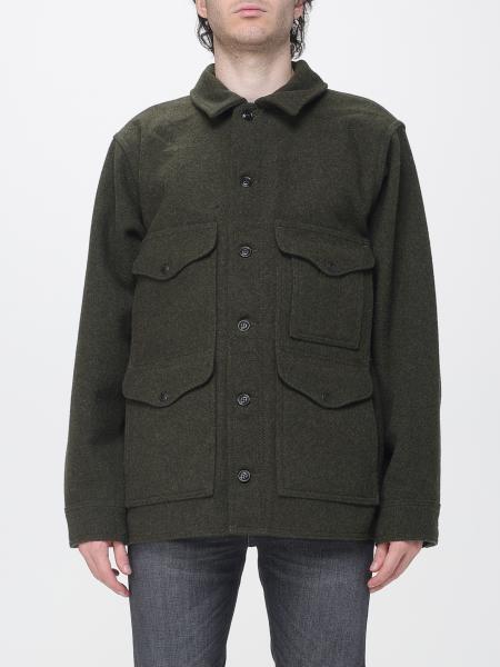 FILSON 羊毛工装衬衫夹克，配有翻盖口袋和翻领