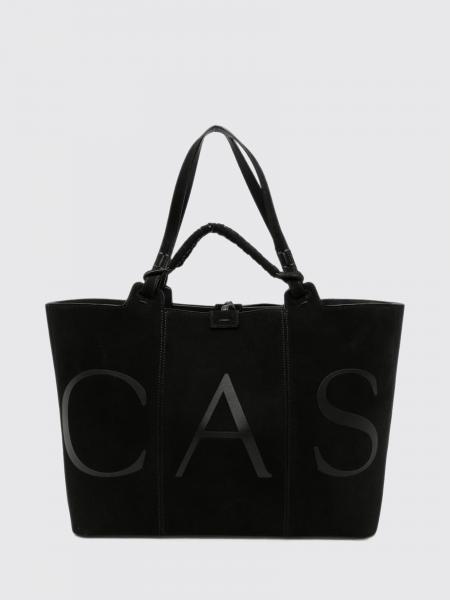 Galleria Large Suede Tote Bag Casadei with Four Handles