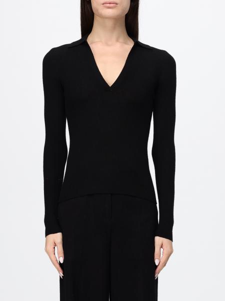 Polo slim fit Max Mara en 100% cachemire avec col en V et manches longues