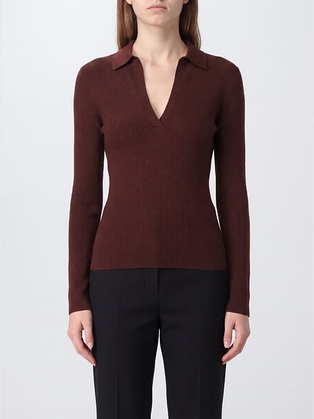 Polo slim fit Max Mara en 100% cachemire avec col en V et manches longues