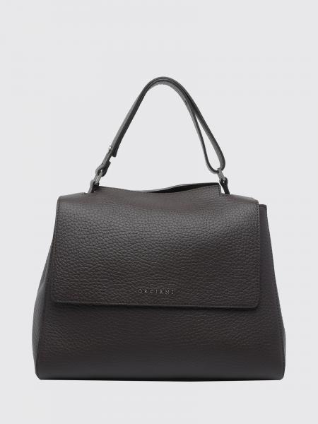 Sveva Medium Handbag Orciani in Hammered Leather with Metal Logo