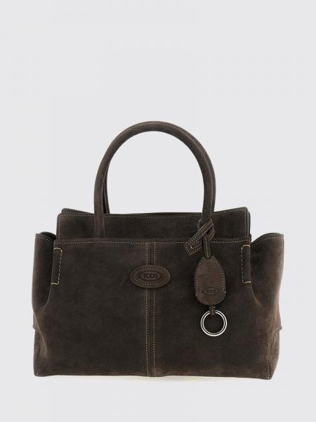 Tod's Leather and Suede Handbag with Double Handle and Logo Charm