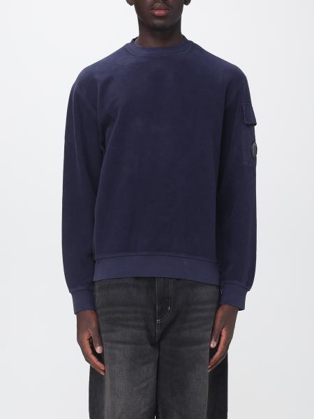 Crew Neck Cotton Sweatshirt C.P. Company with Pocket and Logo Patch