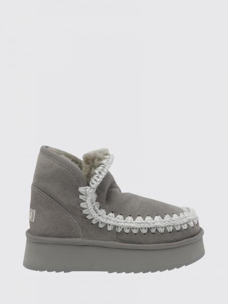 Mini Eskimo Platform Suede Boots Mou with Crochet Stitching