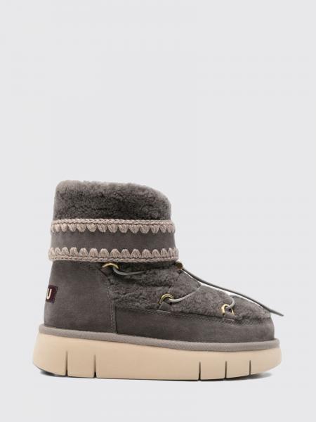 Bottines Mou en shearling suédé avec broderies et cordon de serrage