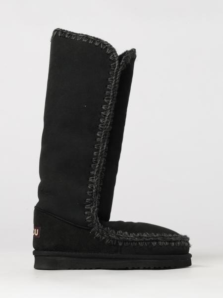 Eskimo Knee-High Boots Mou in Suede with Wool Lining and Contrast Stitching