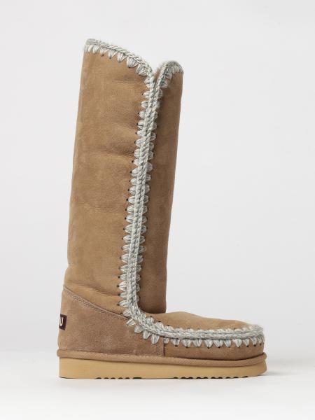 Eskimo Knee-High Boots Mou in Suede with Wool Lining and Contrast Stitching