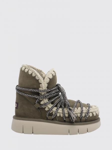 Bounce Suede Ankle Boots Mou with Embroidery and Adjustable Straps