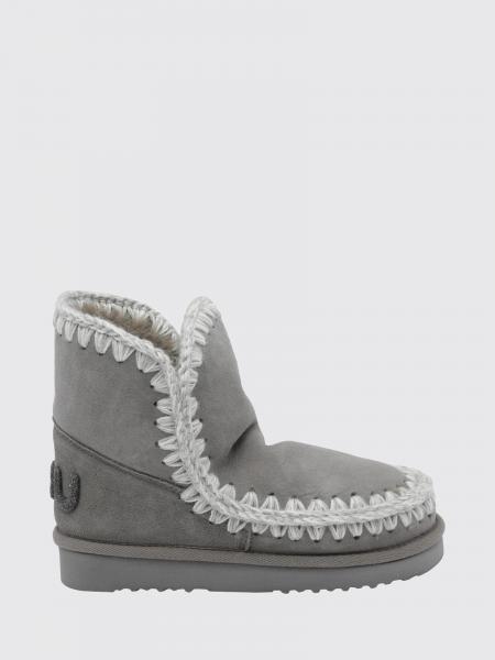 Eskimo Sheepskin Ankle Boots Mou with Embroidery and Glitter Logo Back
