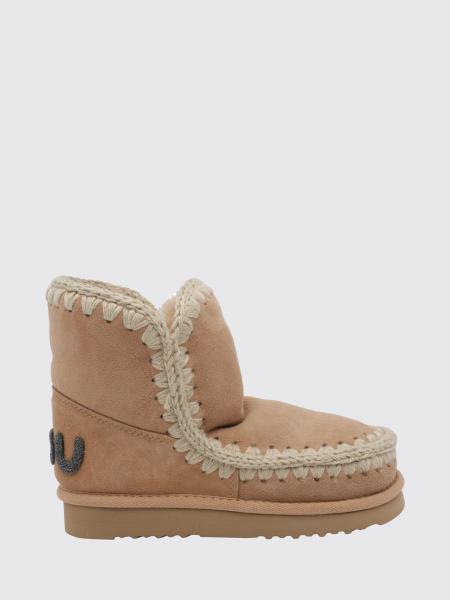 Eskimo Sheepskin Ankle Boots Mou with Embroidery and Glitter Logo Back