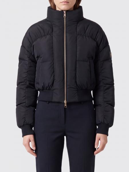 Gesteppte kurze Daunenjacke von Elisabetta Franchi mit Stehkragen und Kontrastlogo