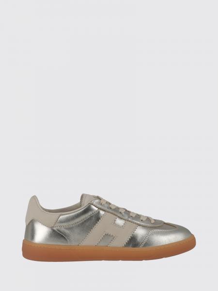 Hogan Cool Silver Laminated Leather and Nubuck Trainers with Side H Logo